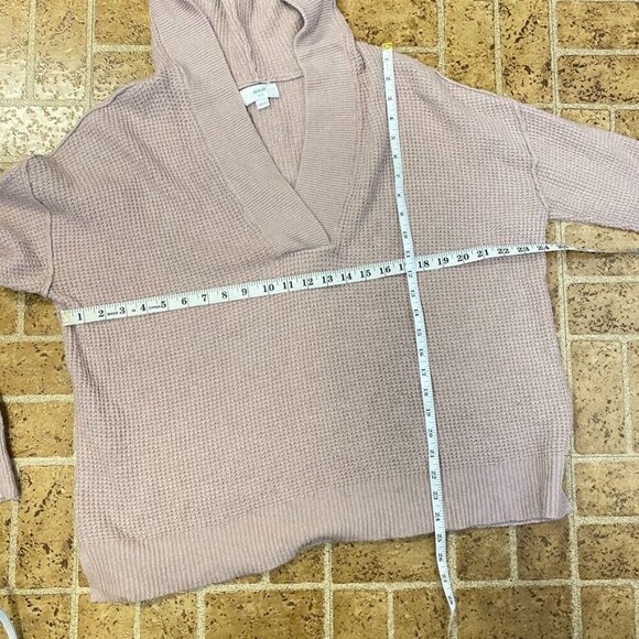 Aerie Oversized Cozyup Waffle Hooded V Neck Sweater - Picture 9 of 9